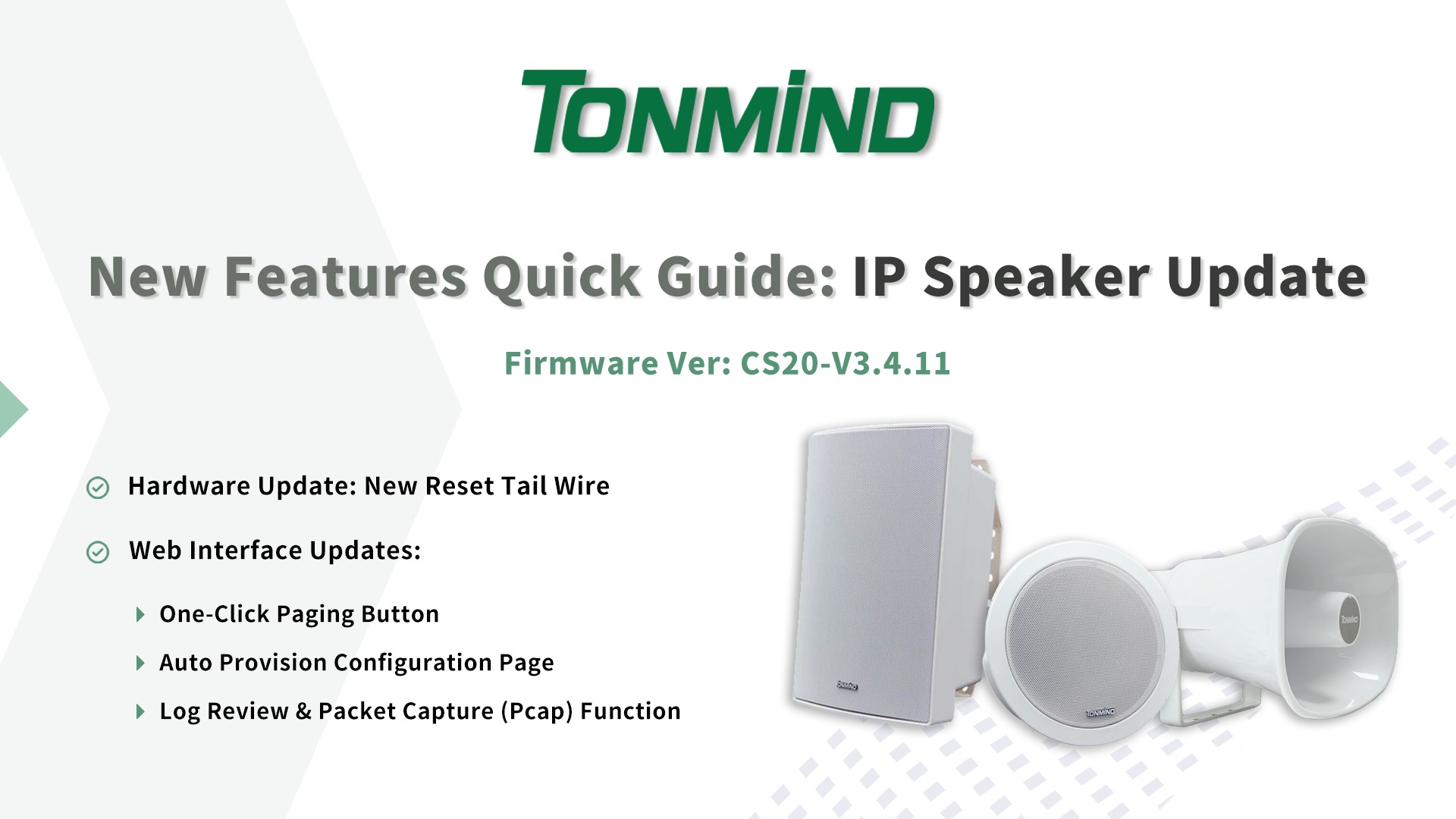 Guida rapida alle nuove funzionalità: aggiornamento dell'altoparlante IP