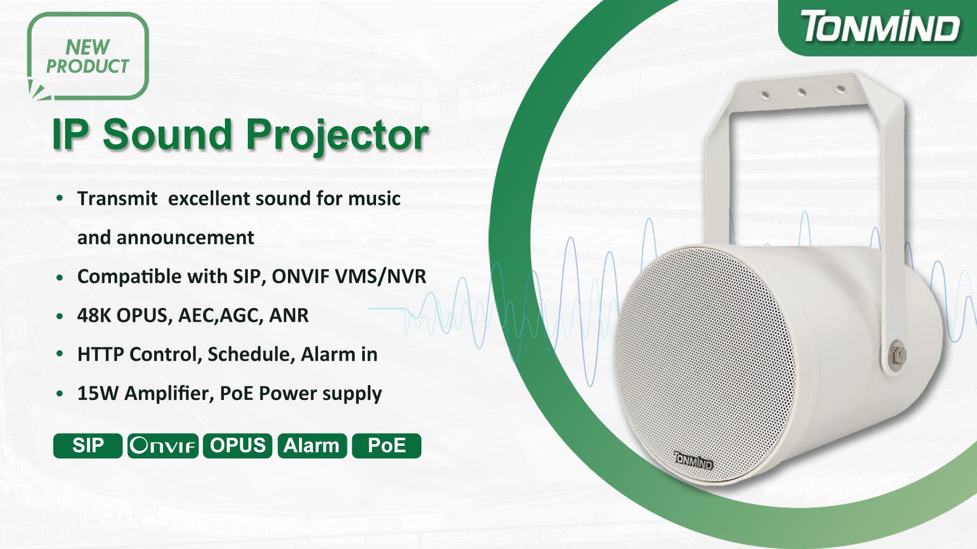 Tonmind lancia un nuovo proiettore sonoro IP per applicazioni audio versatili in interni
